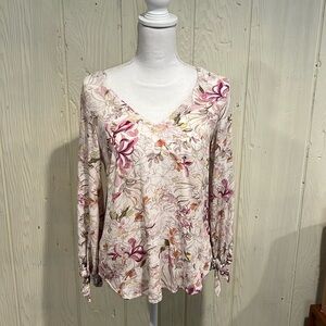 Maeve Anthropologie Floral Blouse Long Puff Sleeves XS